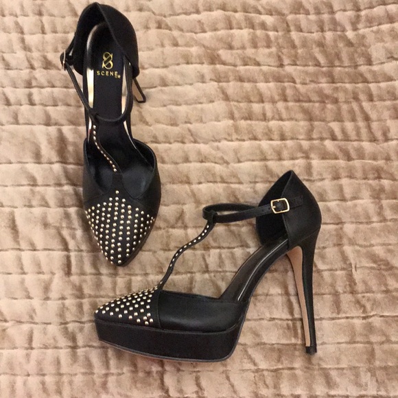 scene Shoes - scene black, studded black heels size 9.5